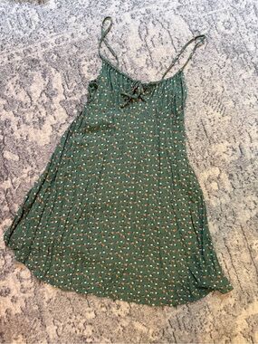 RVCA Green Mini Dress with Orange Floral Print